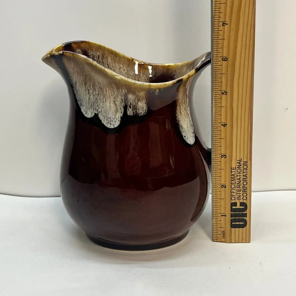 Vintage Hull Art Pottery Brown Drip Glaze‎ Pitcher Ceramic Creamer Jug 6 Inch